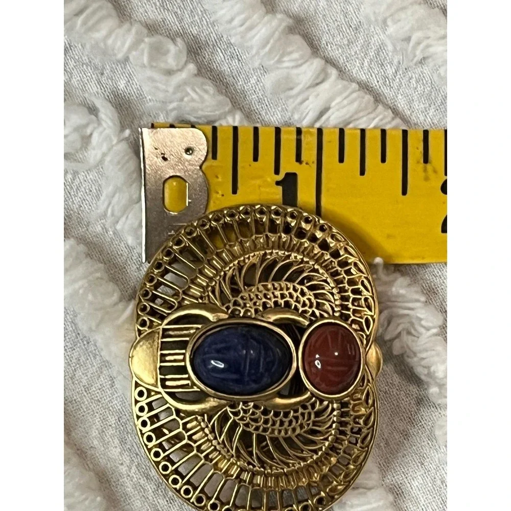 Vintage Mary McFadden Cult of Osiris Scarf /Scarab Holder/Pin/Brooch‎ Egyptian